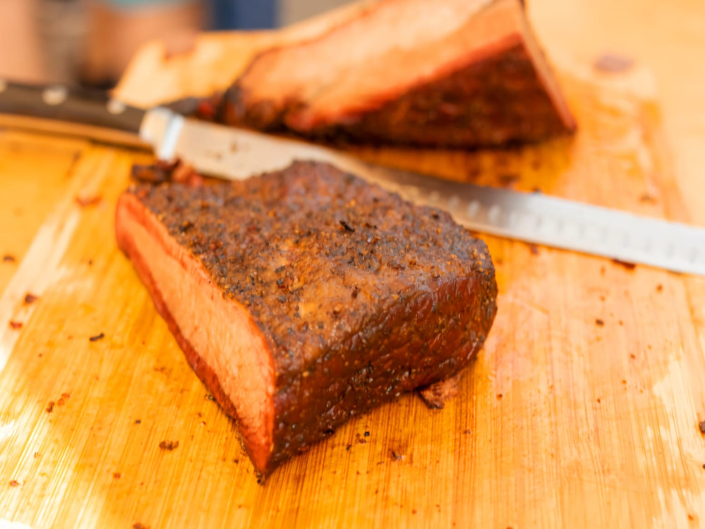 Brisket Anschnitt am Smoker